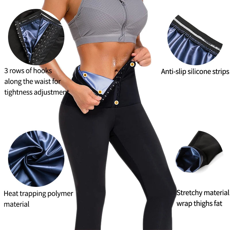 Women Sauna Pants High Waist Weight Loss Sweat Sauna Leggings New Compression Slimming Body Shaper Waist Trainer Faja Shapewear