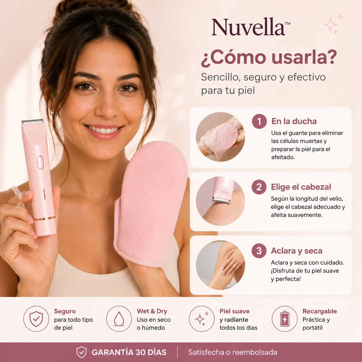 Nuvella™ Afeitadora eléctrica íntima 2 en 1