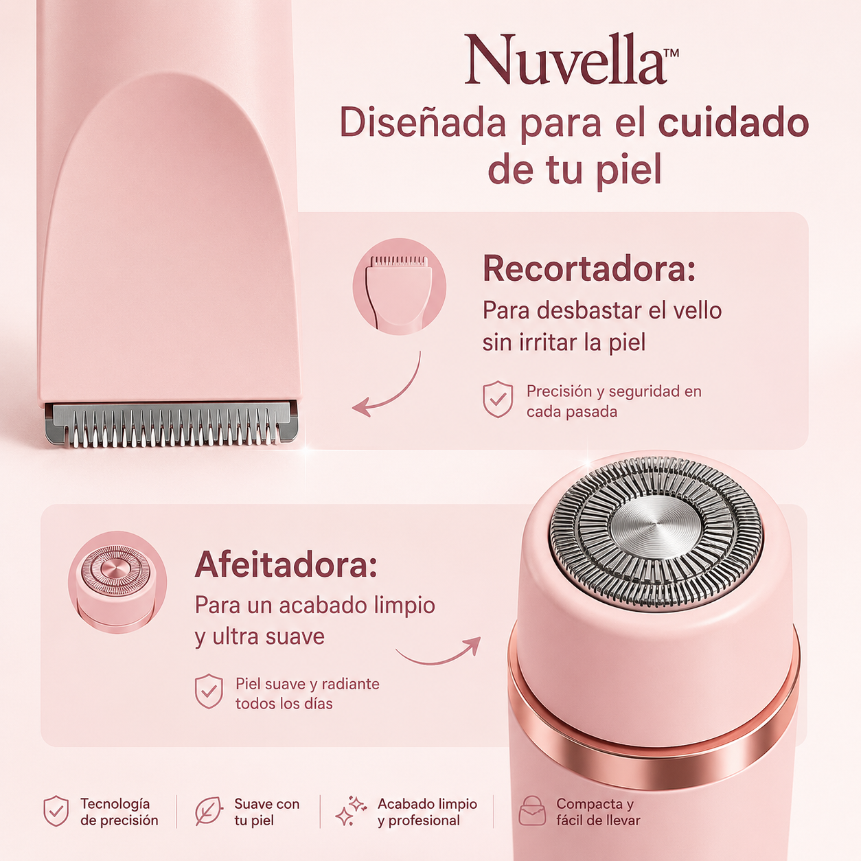 Nuvella™ Afeitadora eléctrica íntima 2 en 1